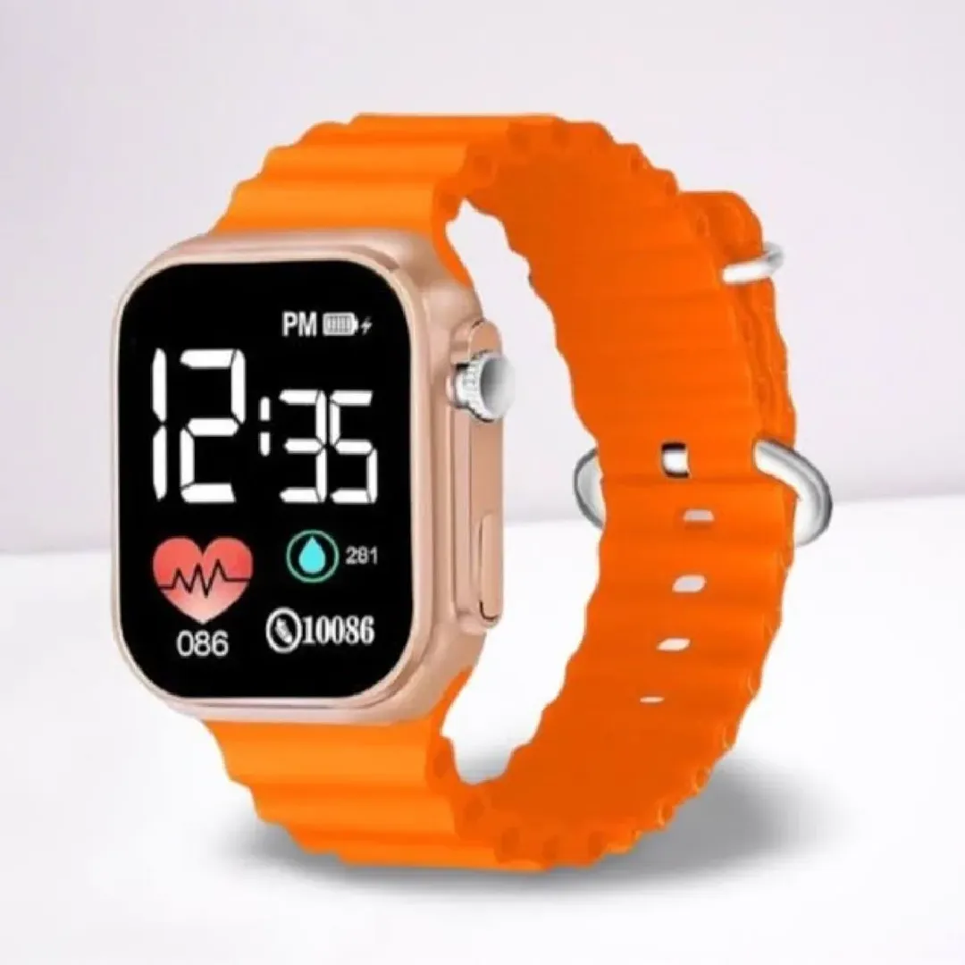 Ultra LED Watch – Stylish Rectangular Orange Digital Display