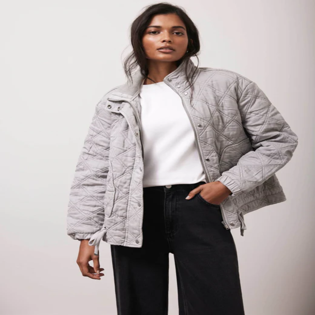 Quilted Winter Coat Supplier – Washed Grey Outerwear | United Kingdom