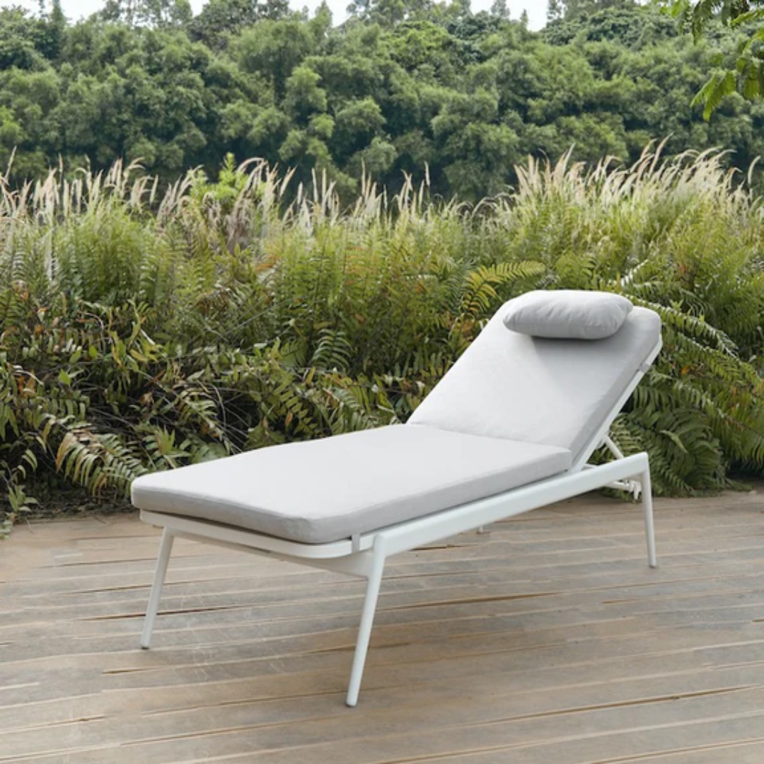 Reverie Sun Chaise Lounger in White for Serene Poolside Ease