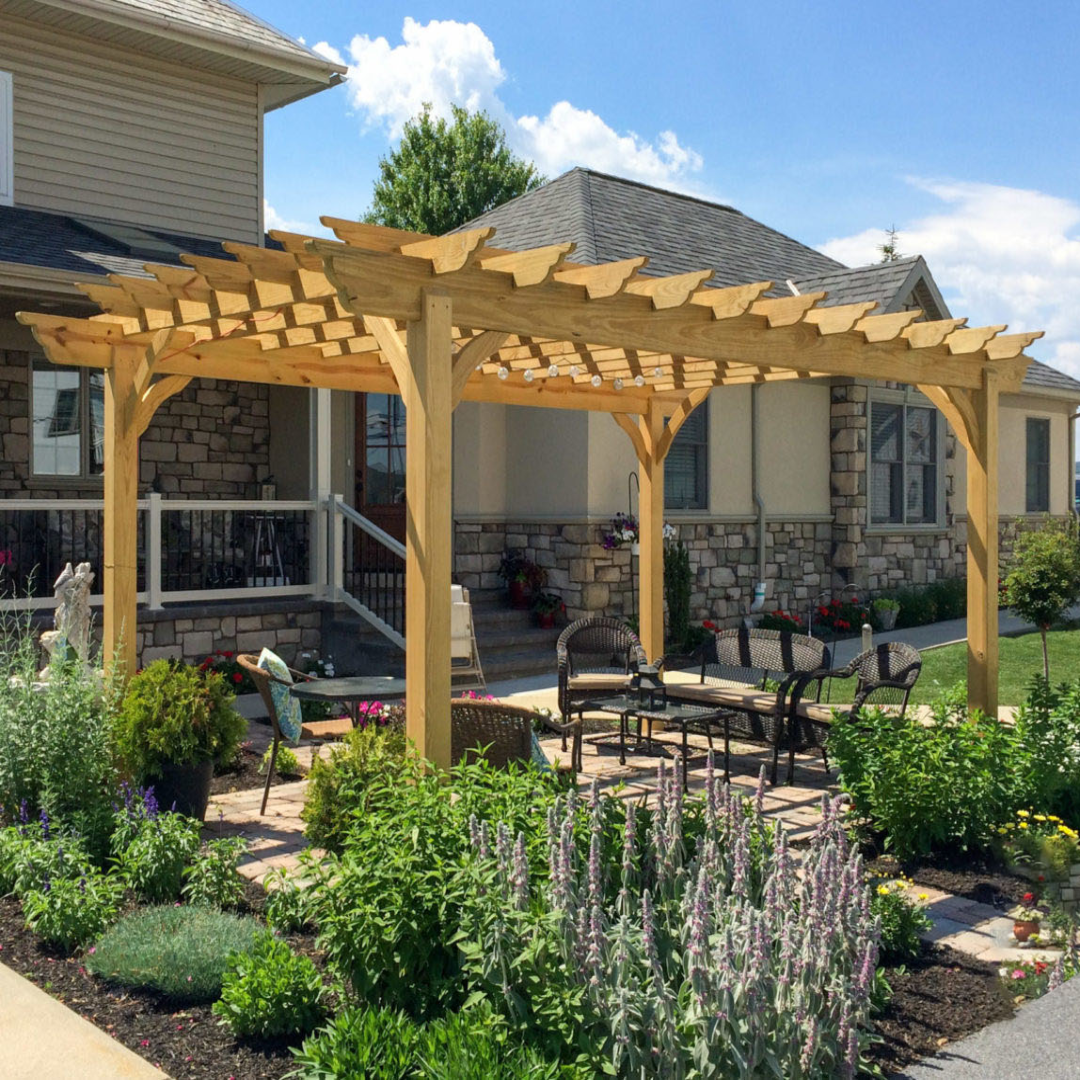 Natural Wood Pergola for Rustic Outdoor Living Charm