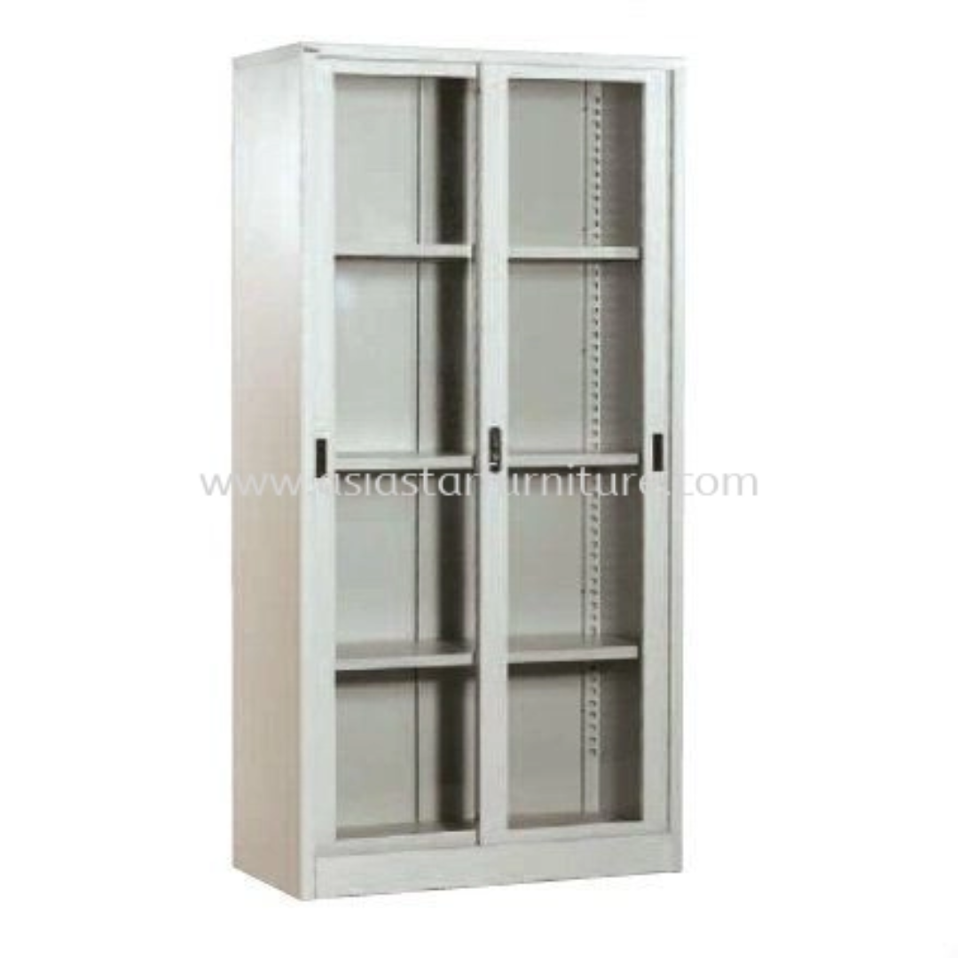 Steel Cupboard with Glass Sliding Doors for Secure Storage