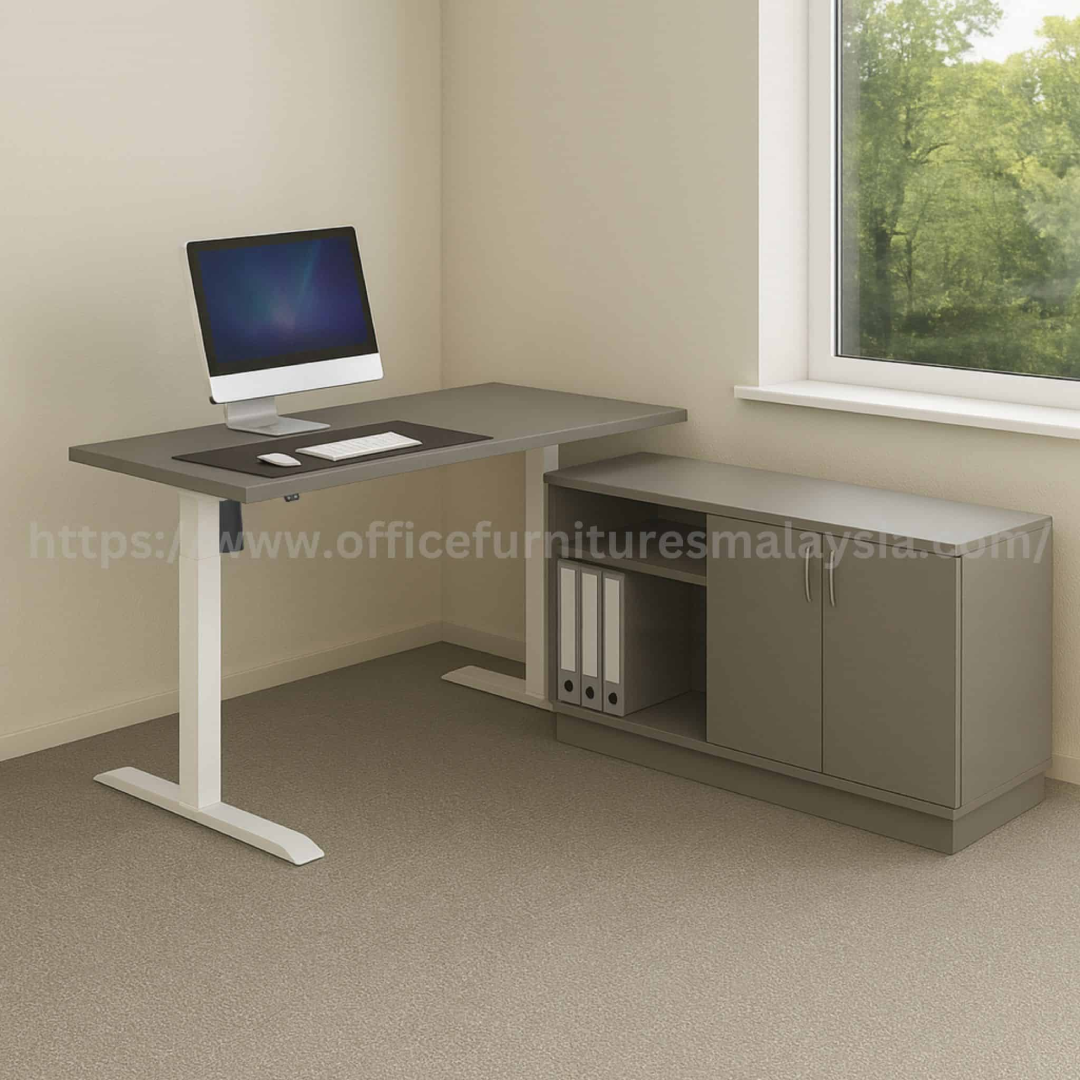 4ft Corner Desk with Low Cabinet for Space-Saving Work Setup
