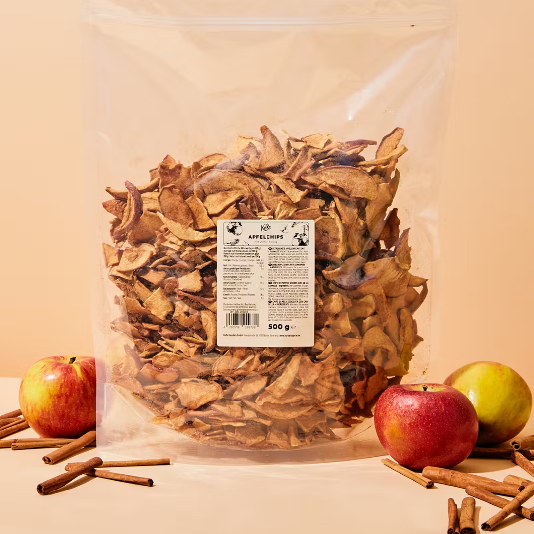 Apple Chips with Cinnamon 500g Healthy Dried Fruit Snack Crispy Sweet Spiced Apple Slices
