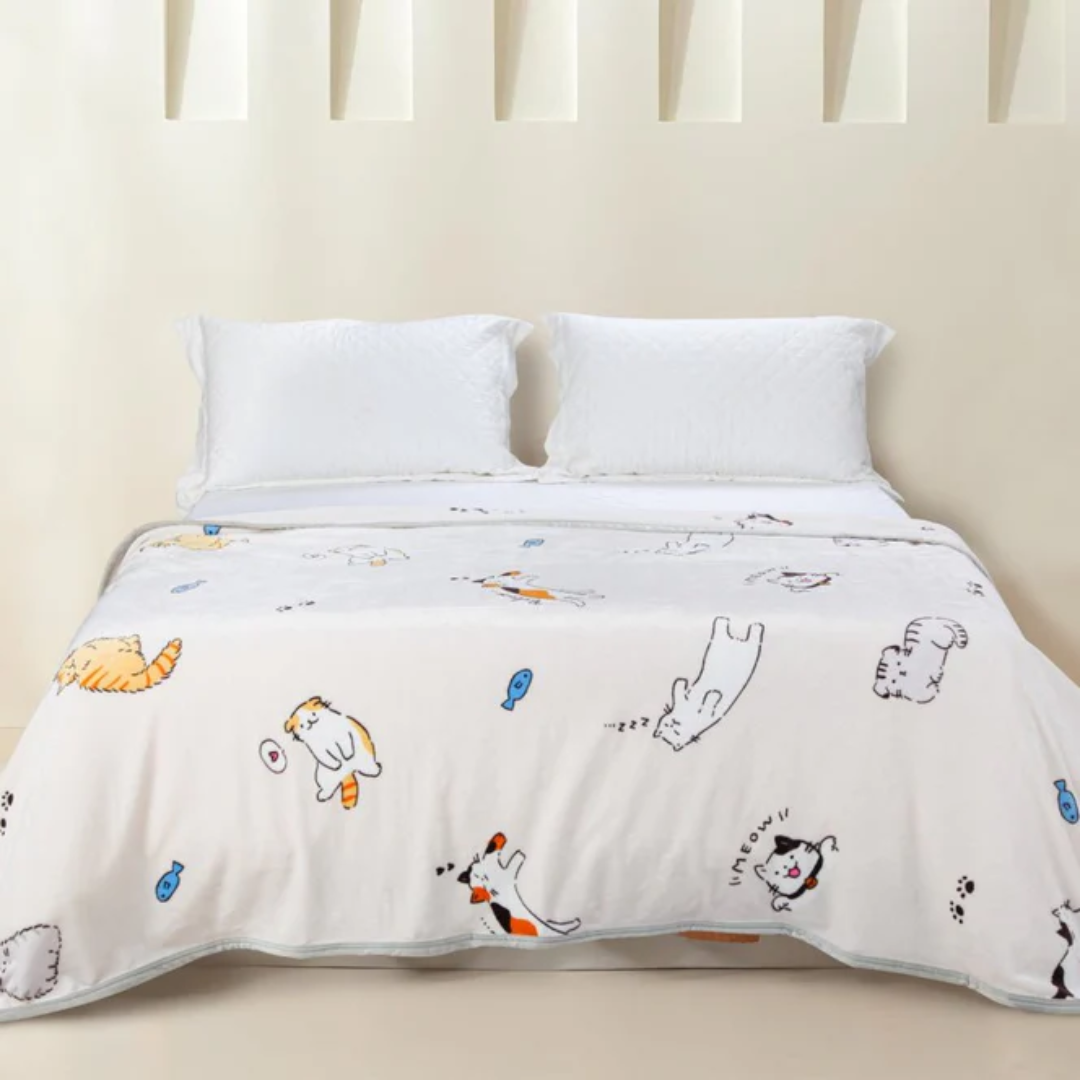 Fleece Blanket BKCB2586 Meow Meow World Ultra Soft Warm Cozy Blanket for All Season Comfort