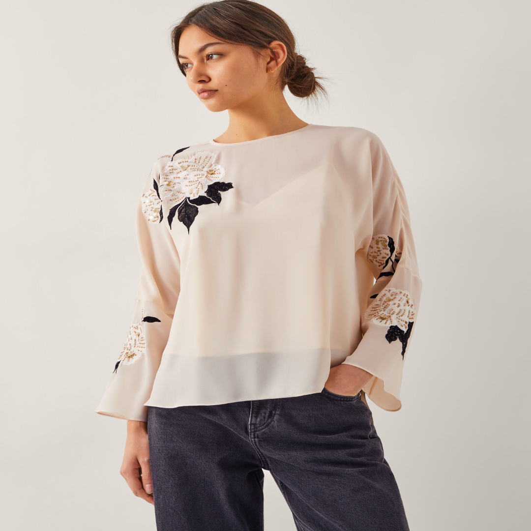 Ariah Cream Floral Top – Embellished Women’s Wear | UK/USA