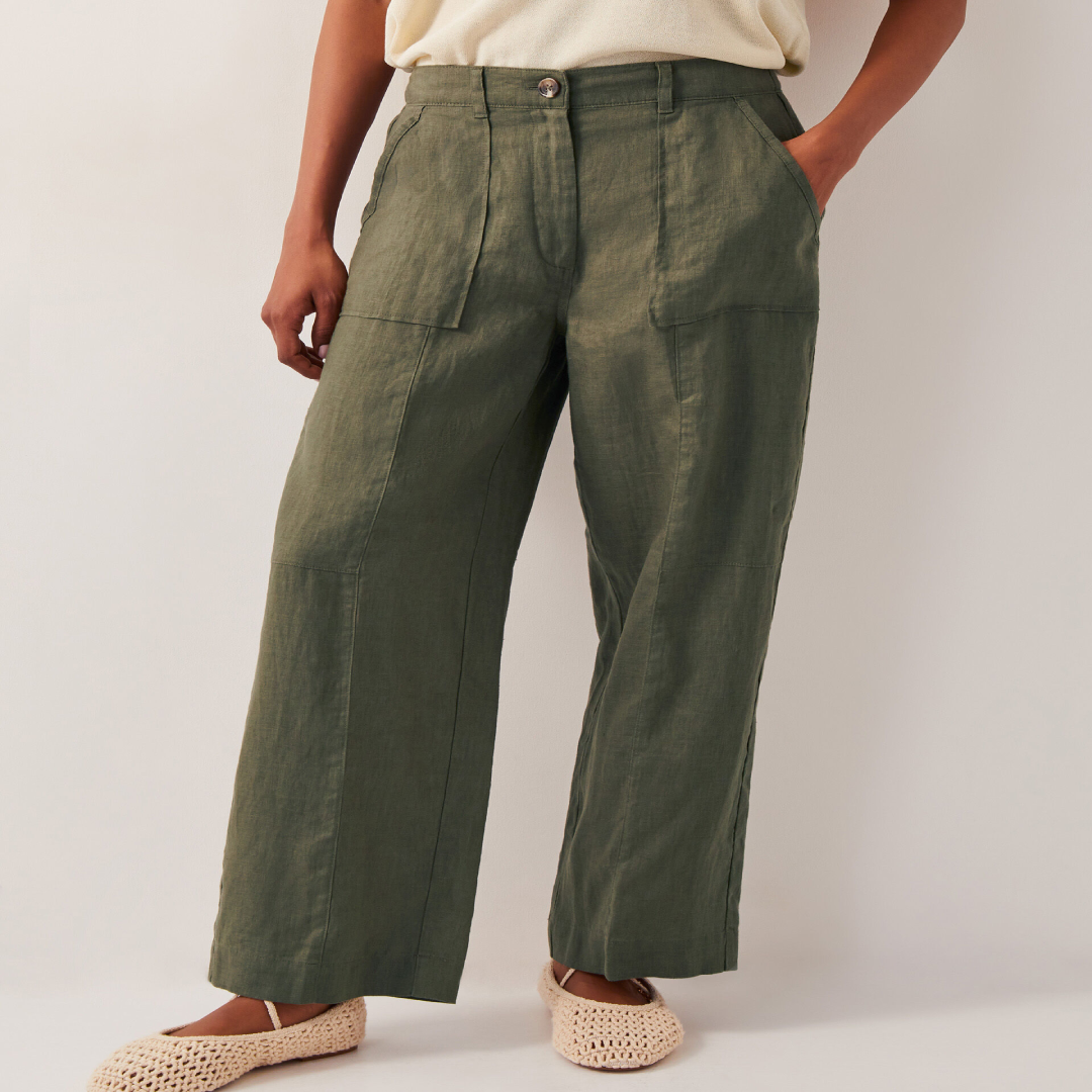 Linen Trousers Supplier – Wide Leg Lightweight Green Pants | UK