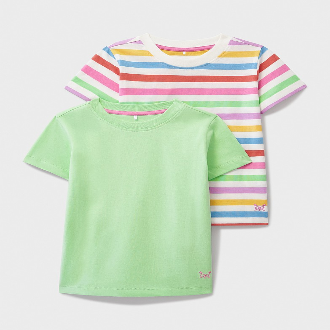 2-Pack Green Multicolor T-Shirts Supplier – Plain & Stripe Cotton Wear | United Kingdom