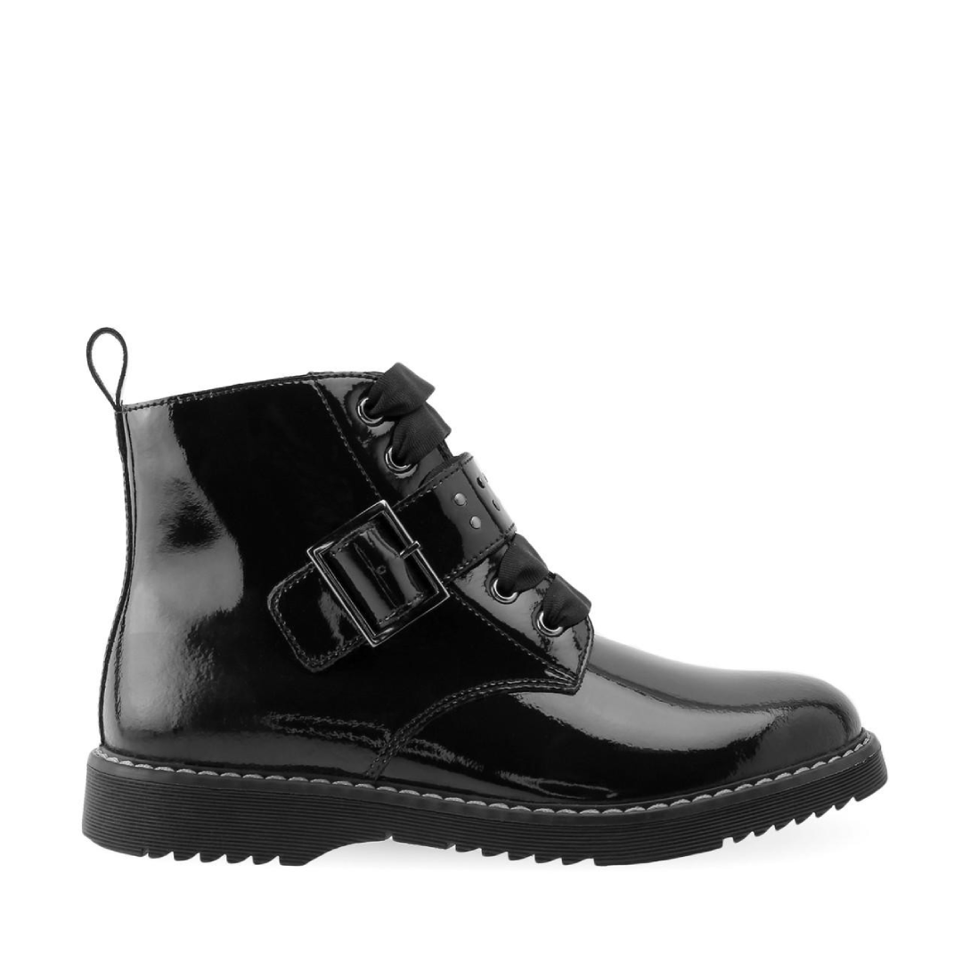Angry Angels Girls’ Black Patent Lace-Up Boots – UK School Footwear Wholesale