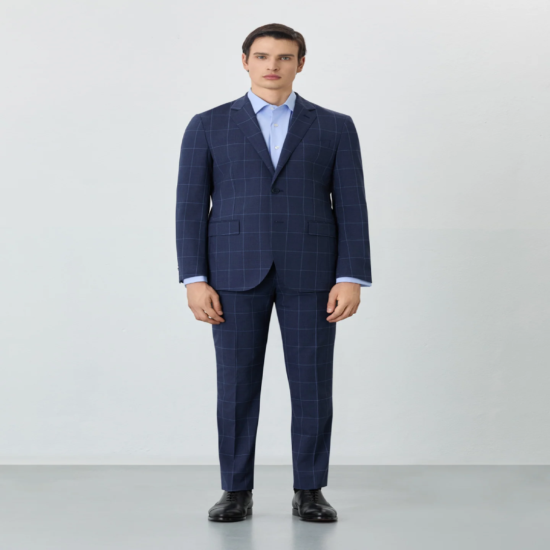 Men's Slim Fit Wool-Blend Windowpane Suit – Classic Formalwear | Malaysia Wholesale