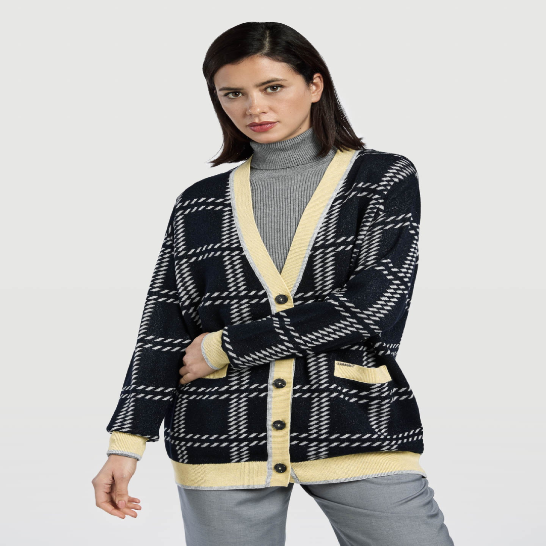 Jacquard-Knit Cardigan Sweater – Women's Fashion Layer | Malaysia Supplier