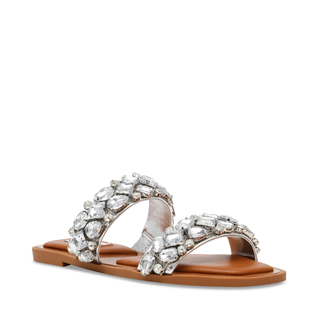 Astar Silver Flat Sandals for Women – Stylish & Comfortable | Malaysia Footwear Supplier