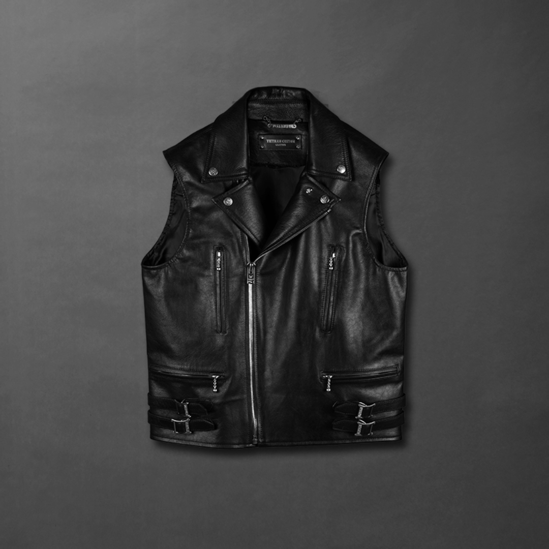 TERMINATOR Biker Leather Vest Outerwear Supplier Vietnam