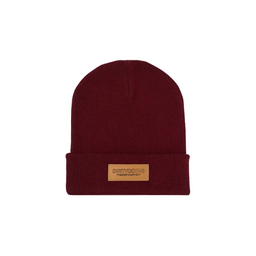 Leather Patch Beanie Winter Cap Vietnam Fashion