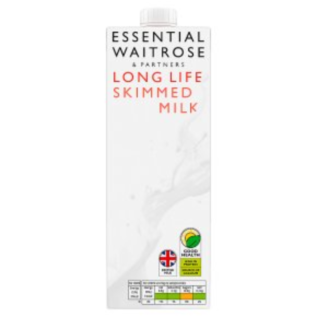 Long Life Skimmed Milk 1L UK Essential Dairy