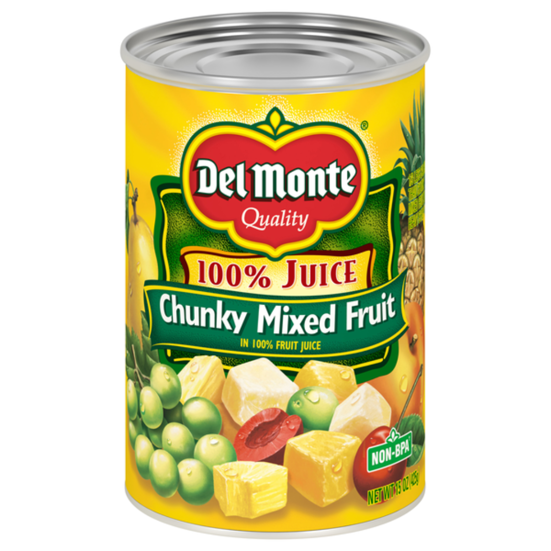 Del Monte Chunky Mixed Fruit 15oz 100% Juice USA