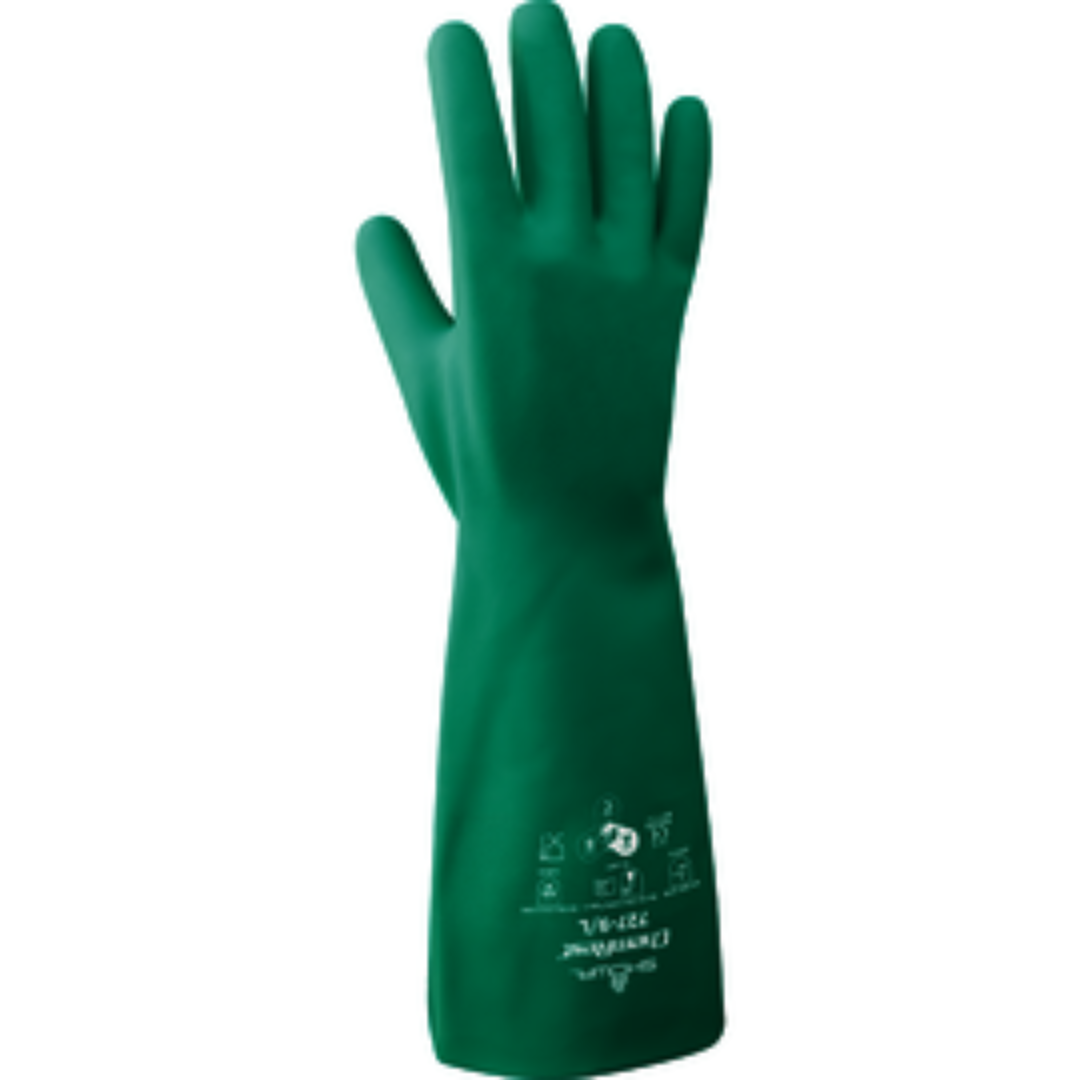 SHOWA 2X Green Nitrile Safety Gloves Chemical Resistant