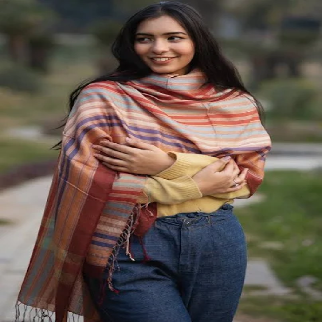 Multi Color Checkered Wool Scarves and Shawls
