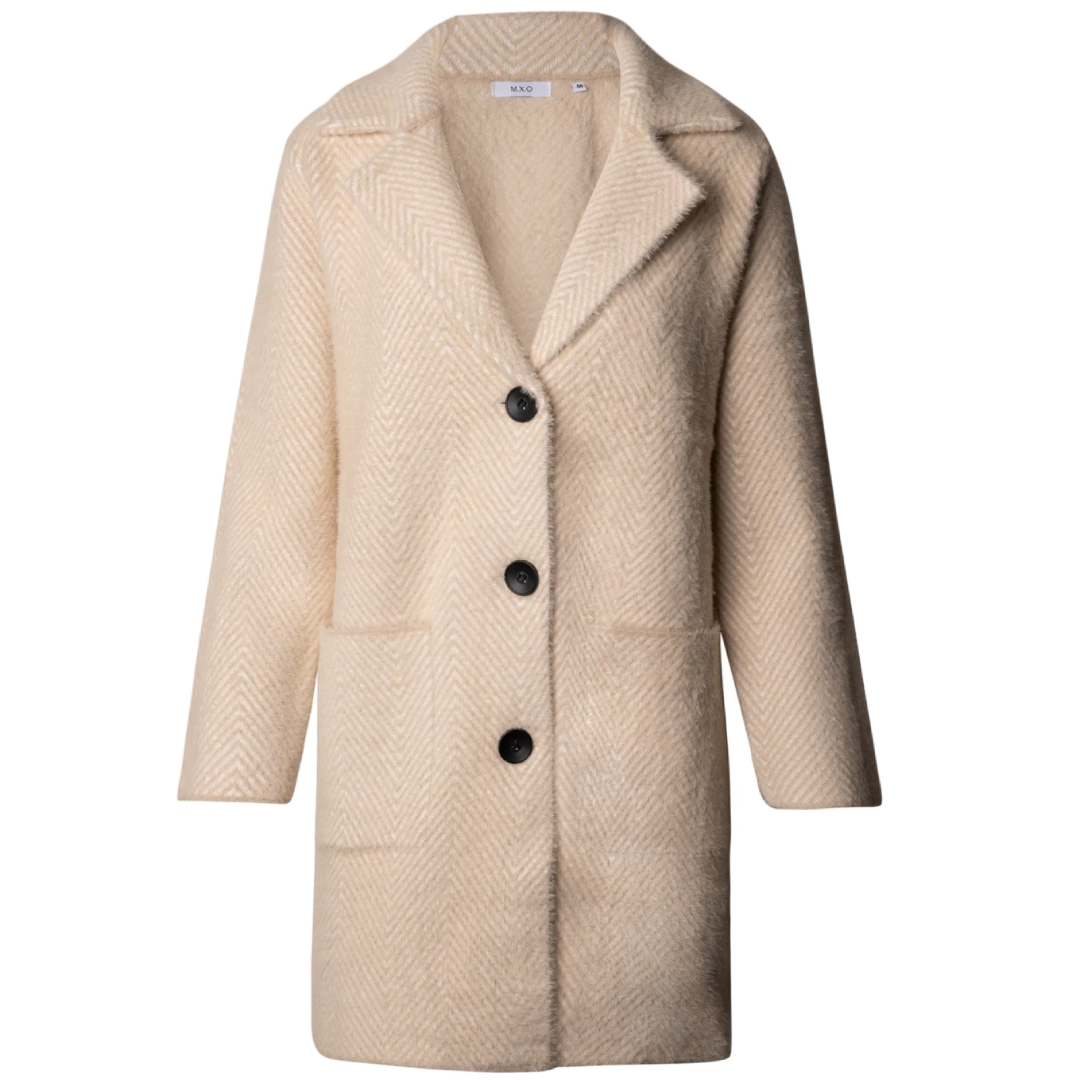 Ladies Herringbone Coat for Elegant Winter Outerwear