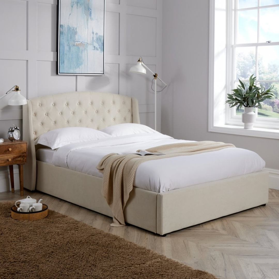 Tahoe Cream Ottoman Bed With Quality Mattress