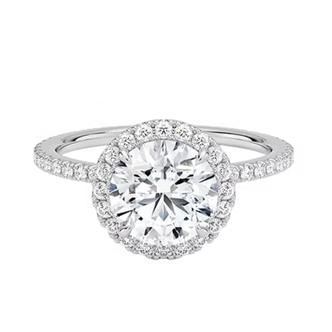 Round Brilliant Halo Engagement Ring Hidden Pave
