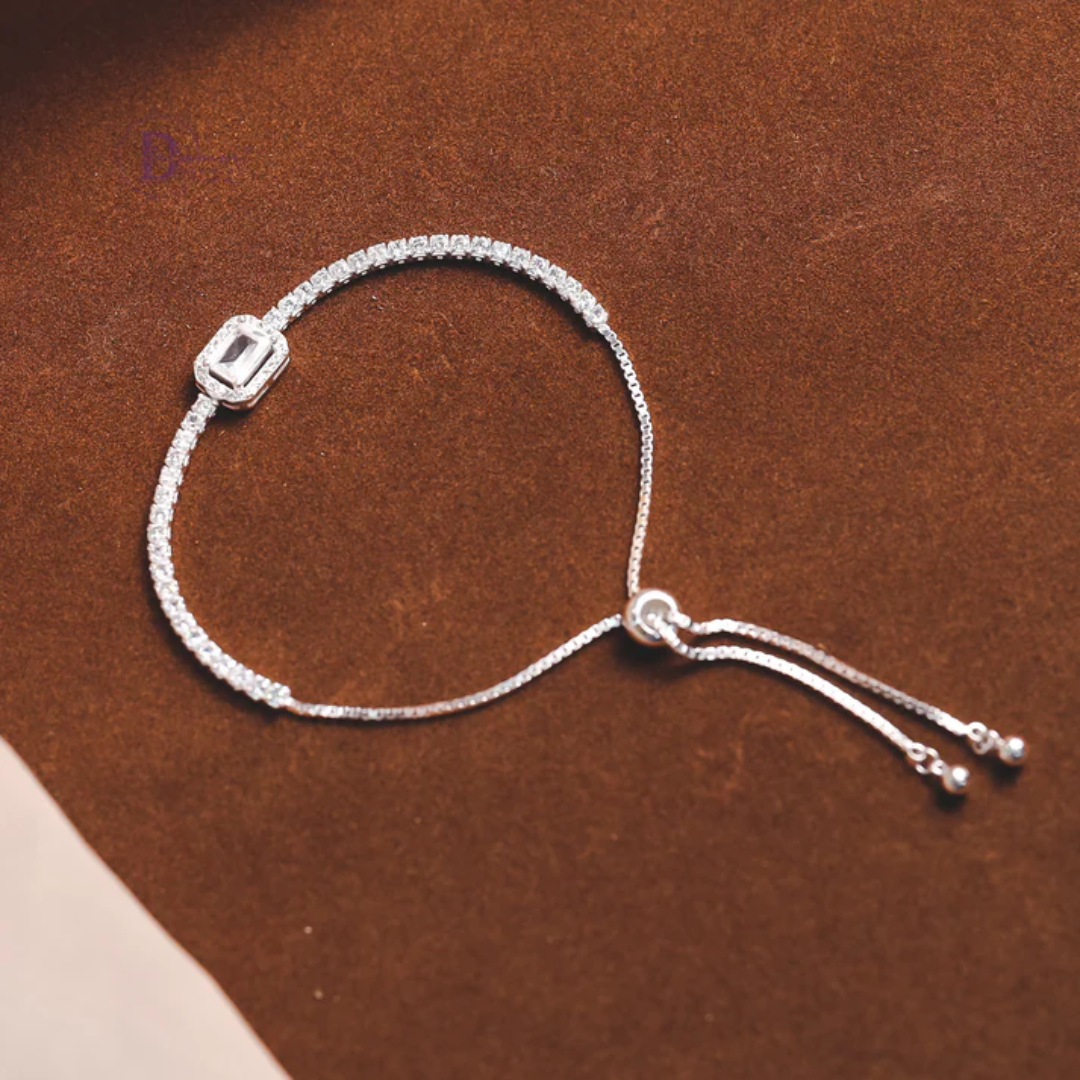 Premium Stone Adjustable Silver Bracelet For Women