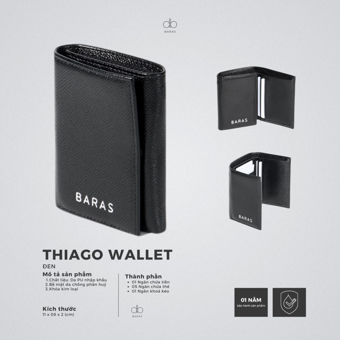 Thiago Men's Leather Trifold Wallet For Daily Use