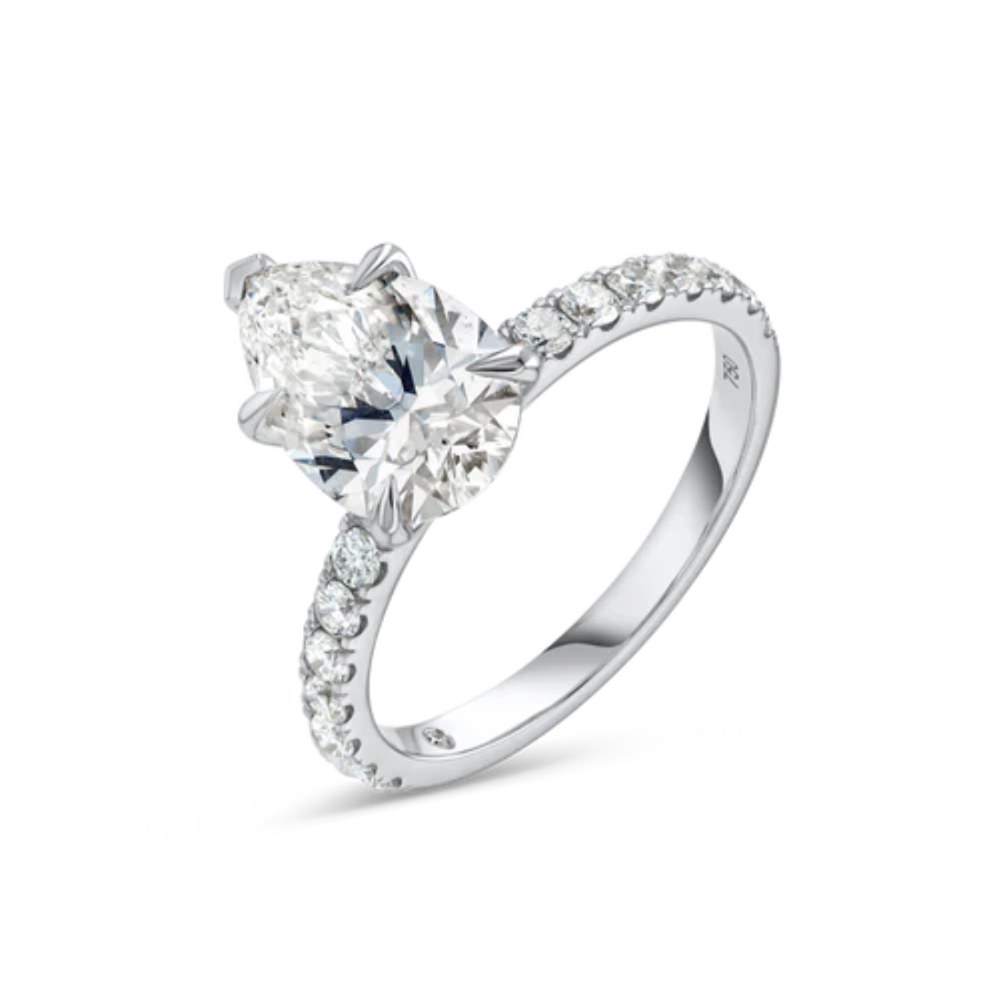2 Carat Lab-Grown Pear Diamond Gold Ring