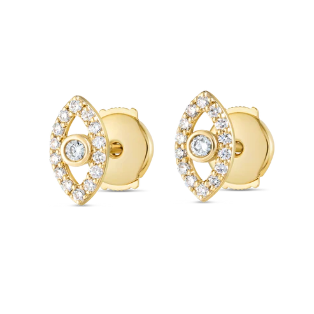 Evil Eye Earrings Yellow Gold Online Store
