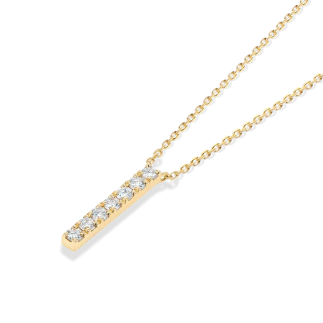 Diamond Bar Pendant Yellow Gold Best Price