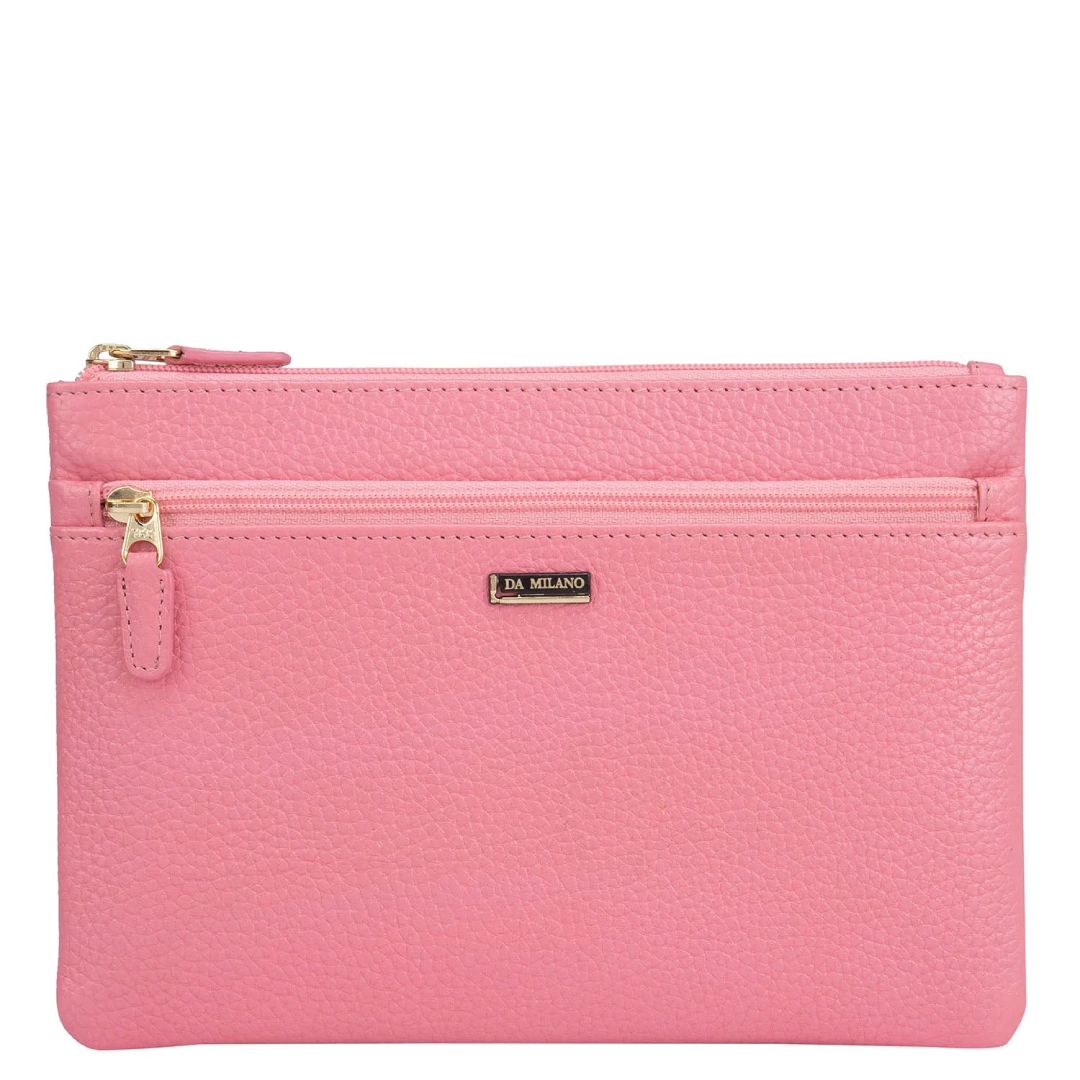 Wax Leather Multi Pouch Travel Wallet Hyper Pink