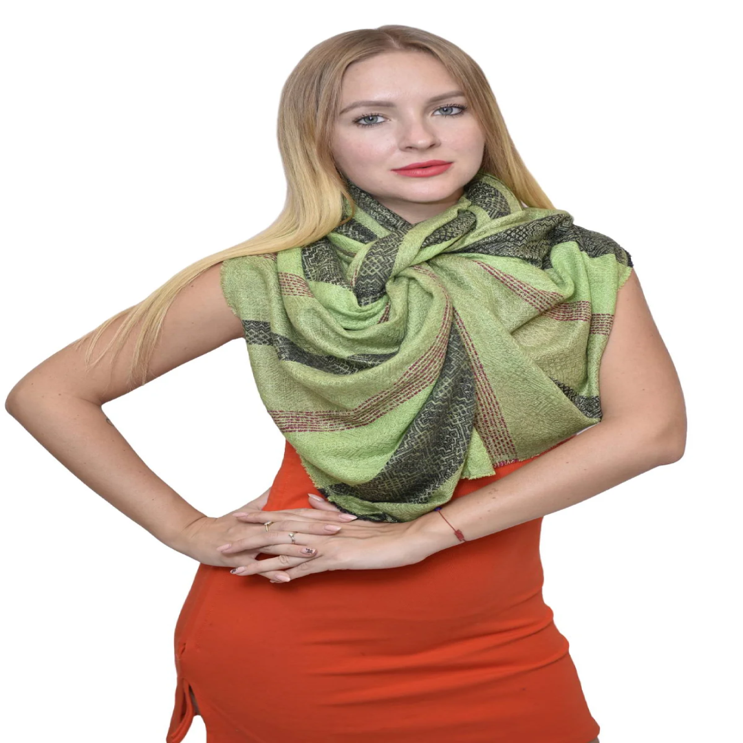 Camel Wool Luxury Scarf And Shawl Parrot Green