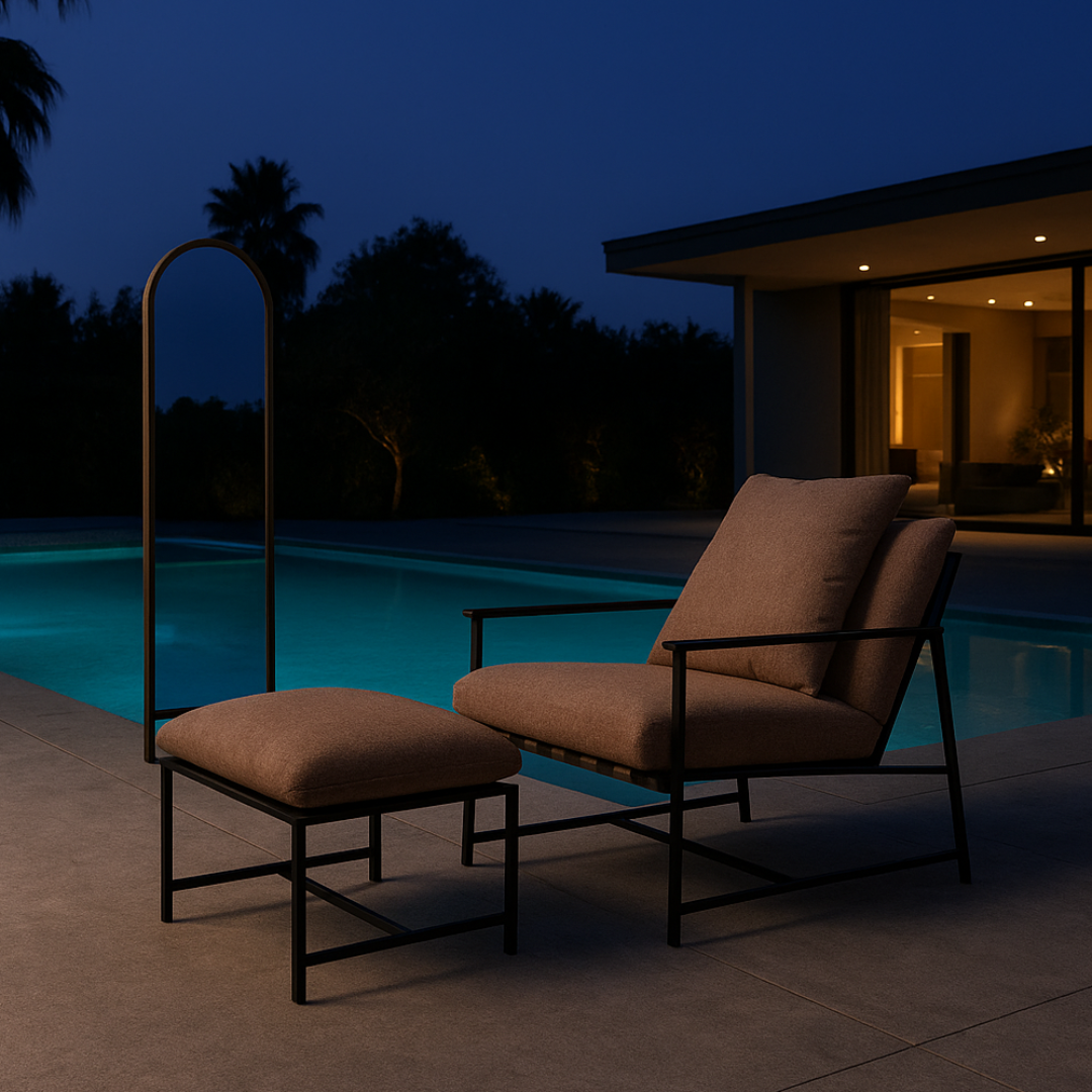 Pavia Modern Lounge Chair With Headrest Brown Outdoor