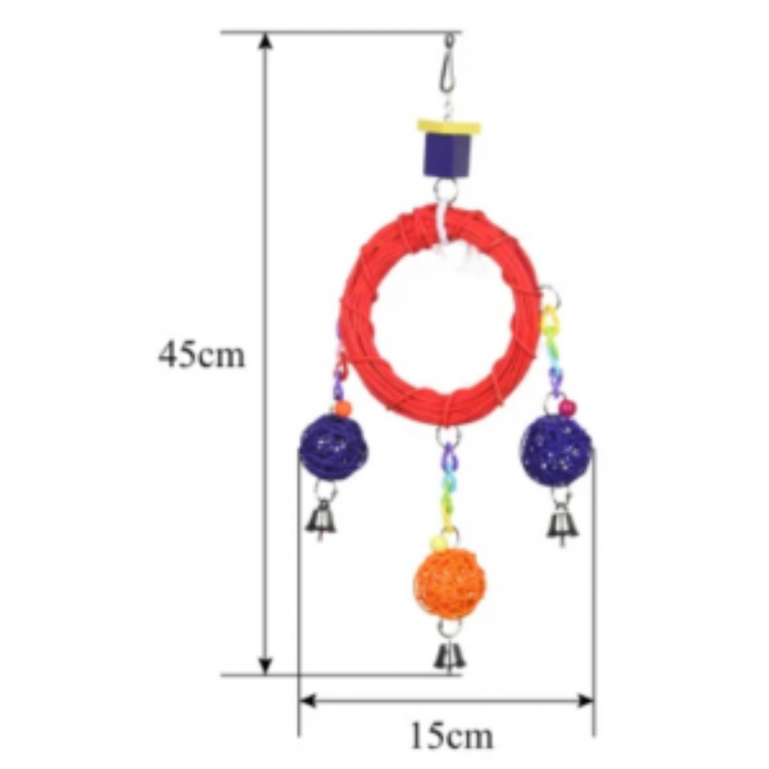 Colorful Hanging Cluster Wood Toy For Birds.