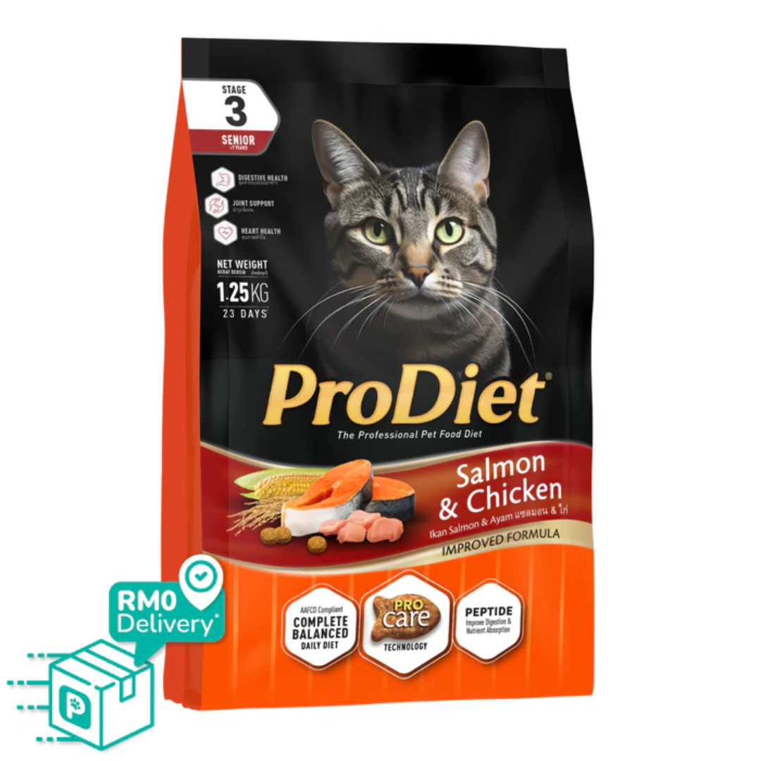 Prodiet 1.25kg Senior Dry Cat Food Salmon Chicken
