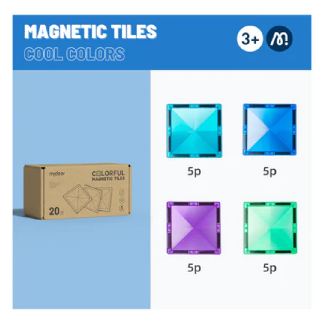 Magnetic Tiles Cool Colors 20 Pcs Creative Set
