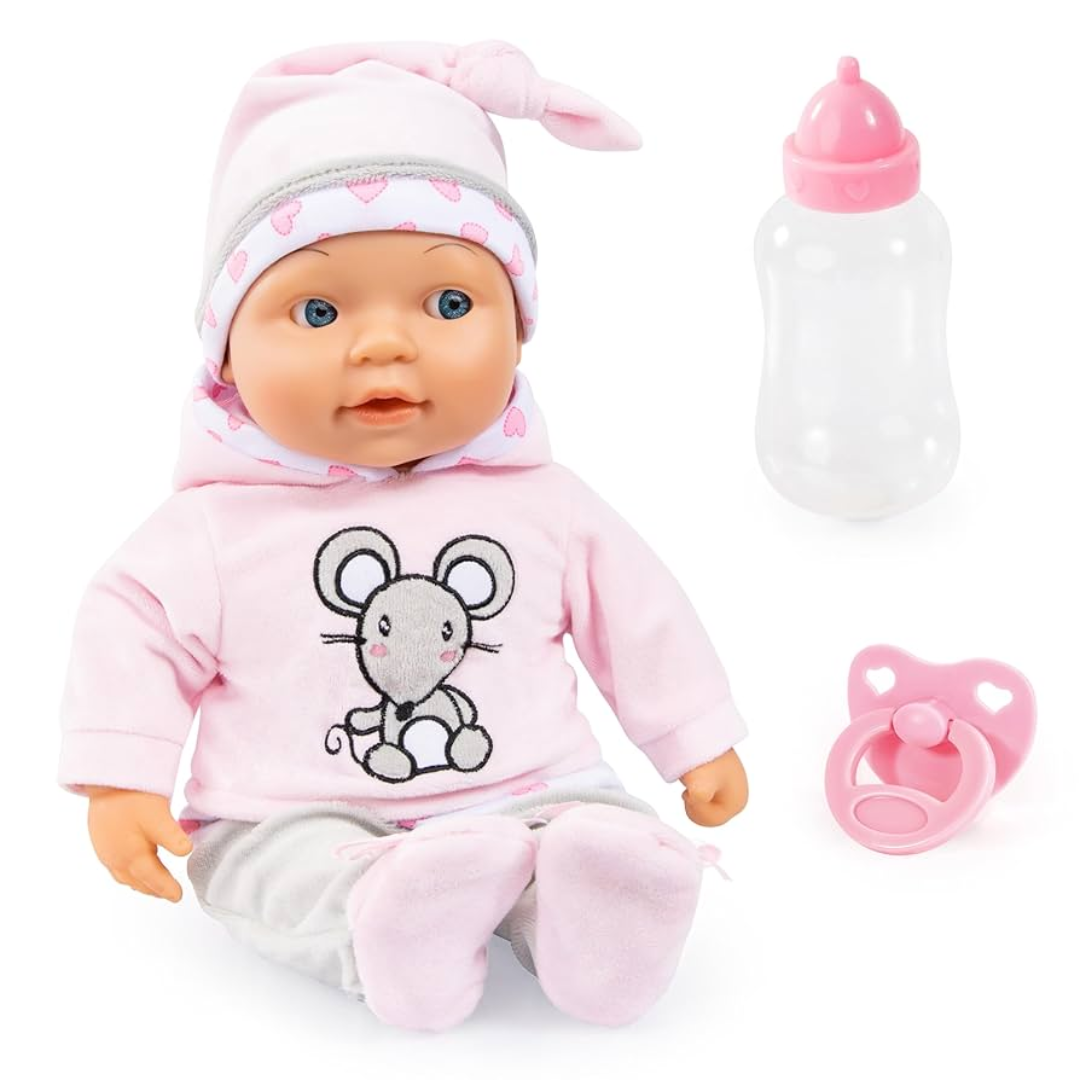 Bayer 38Cm Big Eyes Baby Doll Soft Doll With Cute Outfit