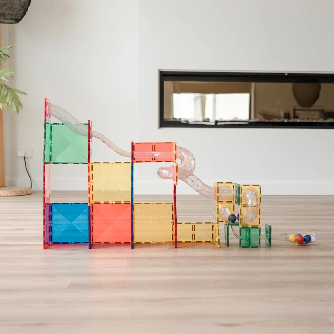 Connetix Magnetic Blocks 66 Piece Rainbow Ball Run Expansion Pack