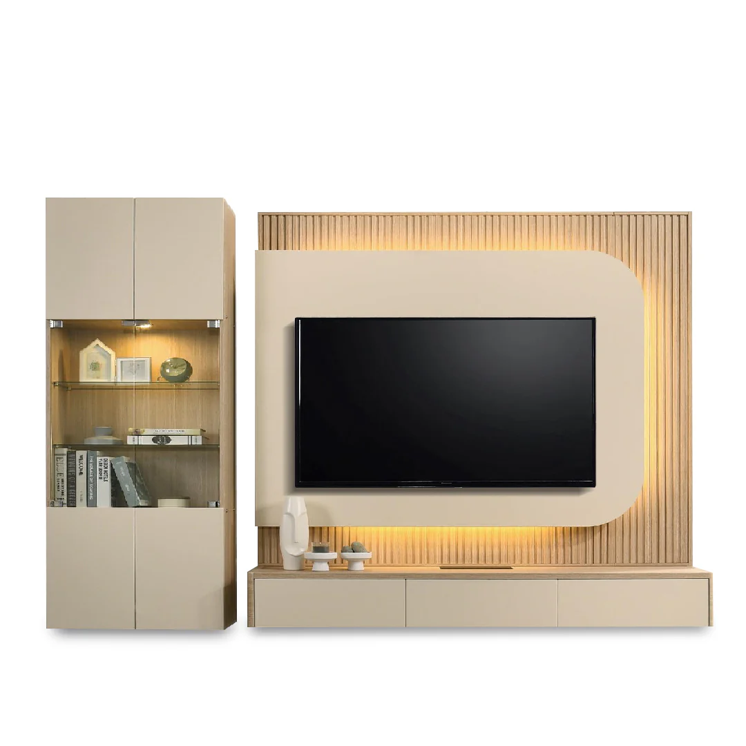 RUSHI Wall Mounted TV Unit & Display Cabinet Set