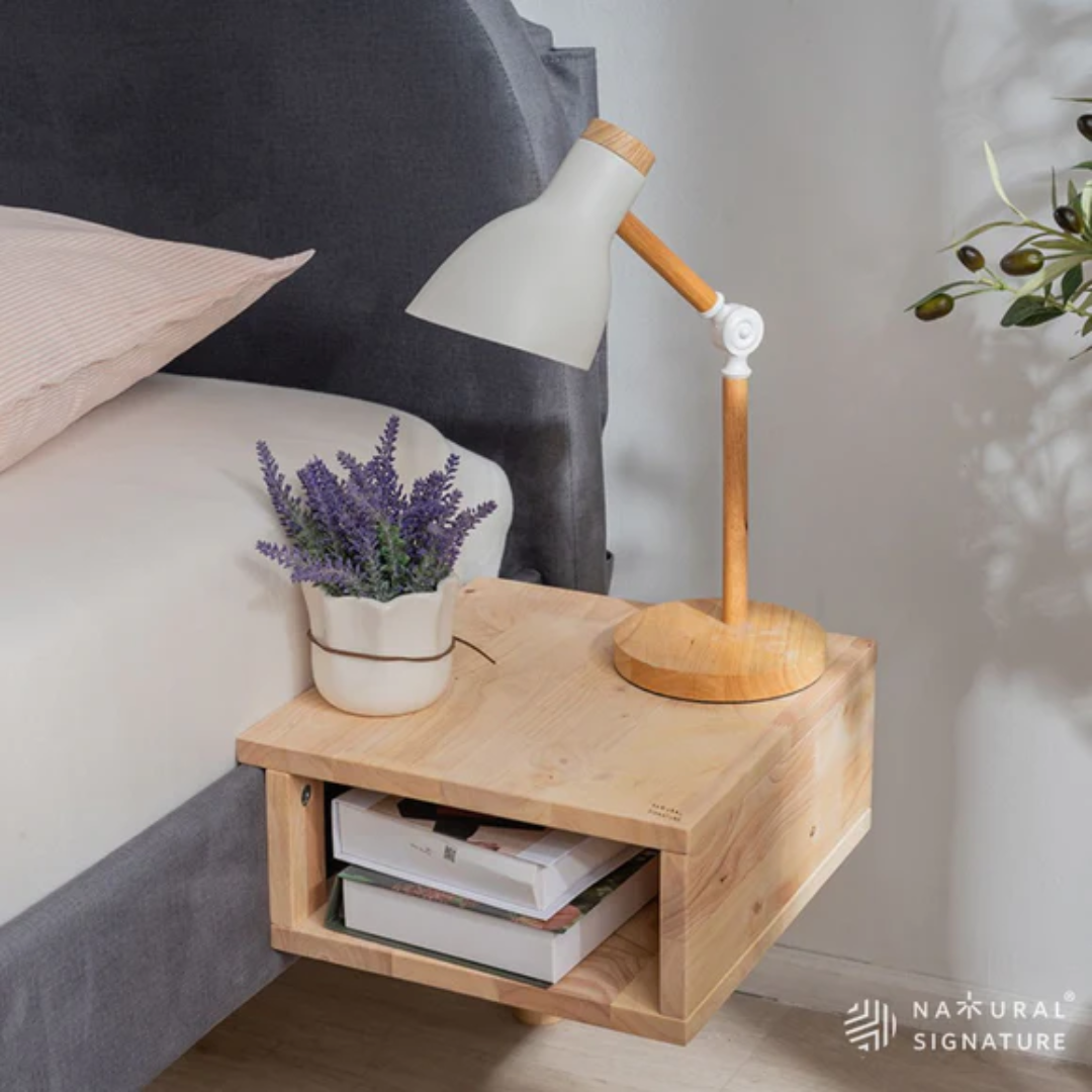 Natural Signature Floating Nightstand Table For Bedrooms