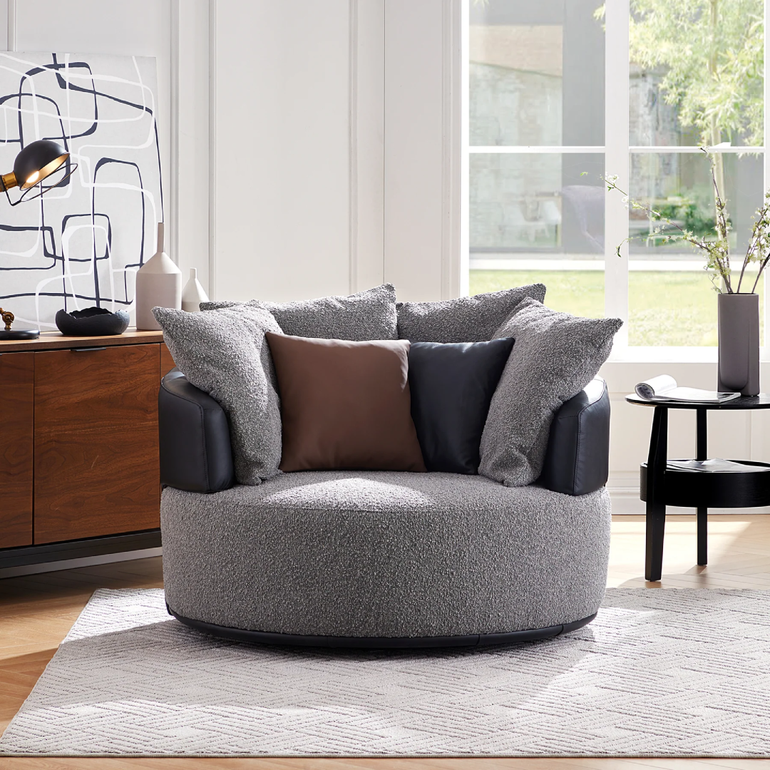 Luna Swivel Boucle Lounge Chair for Premium Relaxing Moments