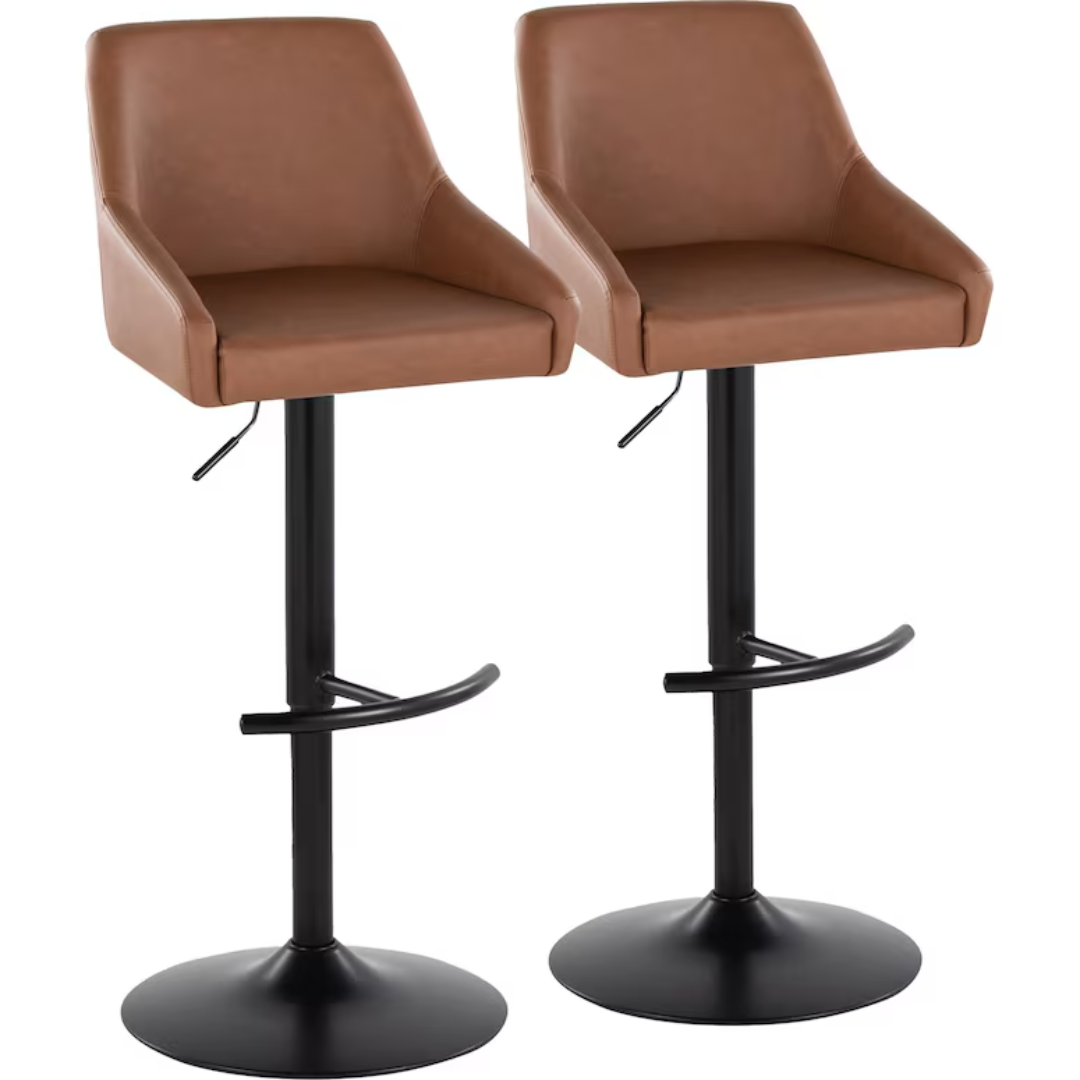 Neo Set of 2 Adjustable Swivel Bar Stools for Modern Home Bars