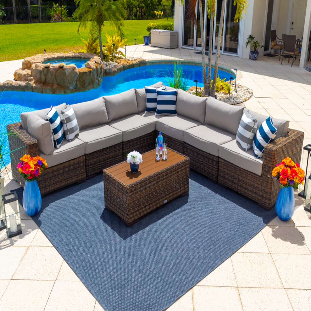 Tuscany 8-Piece Patio Sofa Set in Brown for Outdoor Comfort