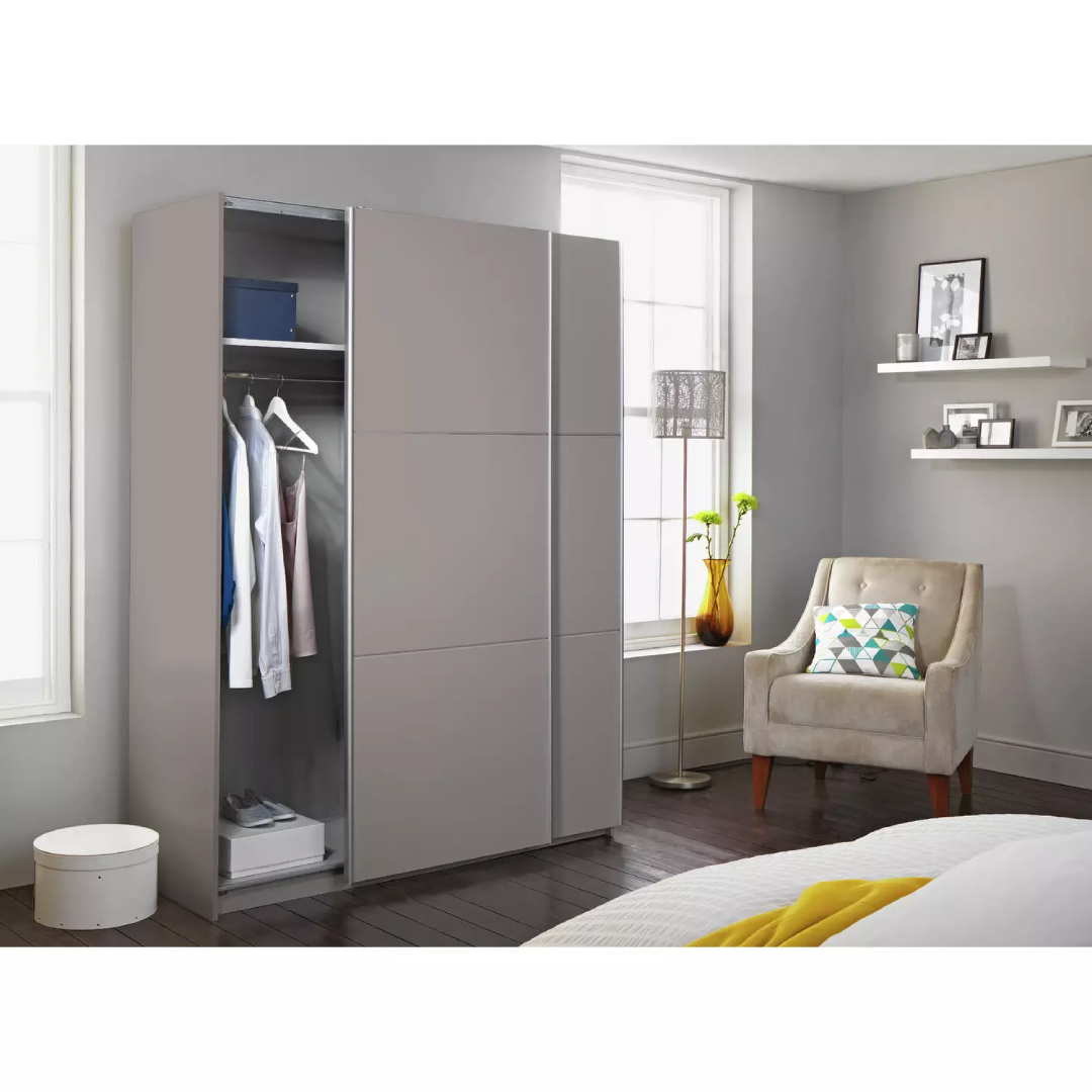 Holsted 180cm Grey Gloss Sliding Wardrobe for Stylish Storage