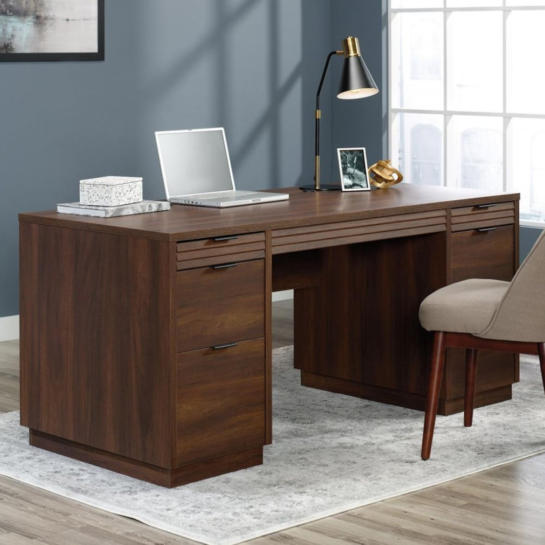 Elkton Executive Wooden Laptop Desk in Mahogany for Workspace