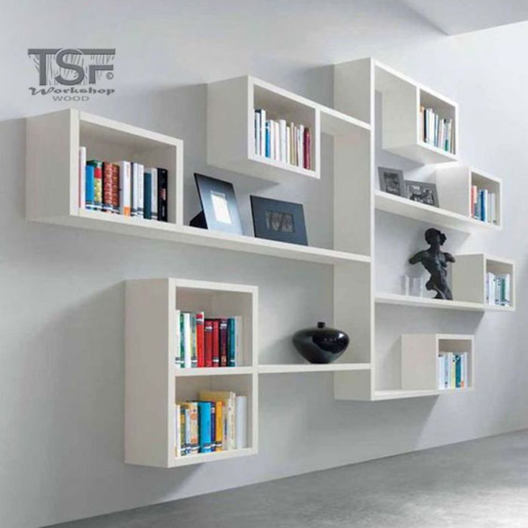 Wooden Wall Mounted Bookshelve for Space-Saving Smart Decor