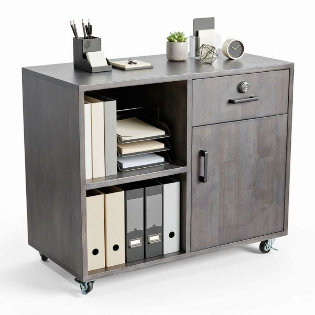 Lateral Filing Cabinet 80×40×65cm with Secure Number Lock