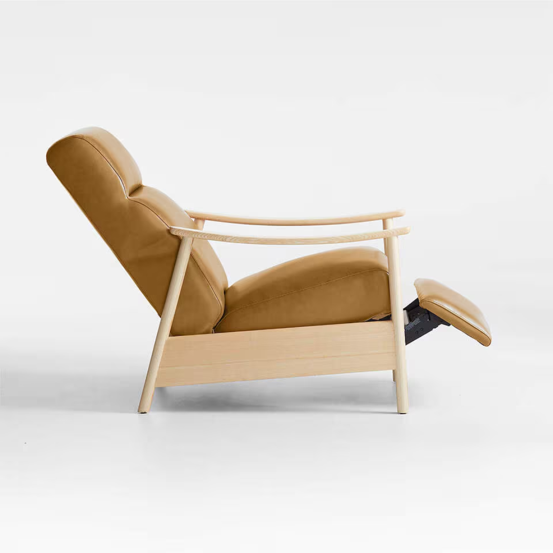 Domingo Leather Reclining Chair with Wood Frame for Elite Comfort