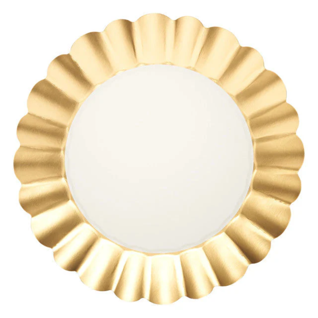 Gold & White Scalloped Dinner Plates for Fine Dining Trade