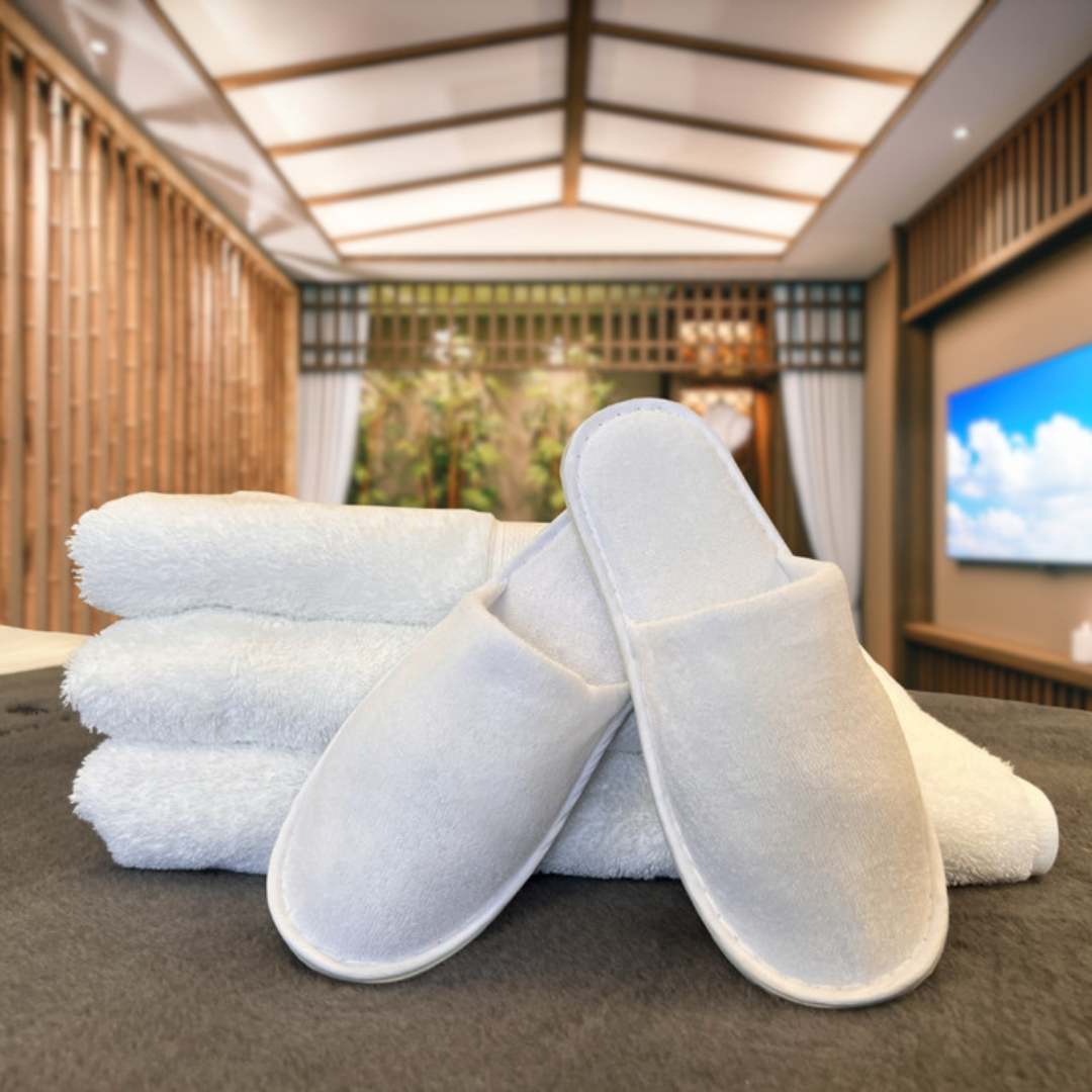 Closed Toe Towelling Slippers for Hotel and Resort Supply