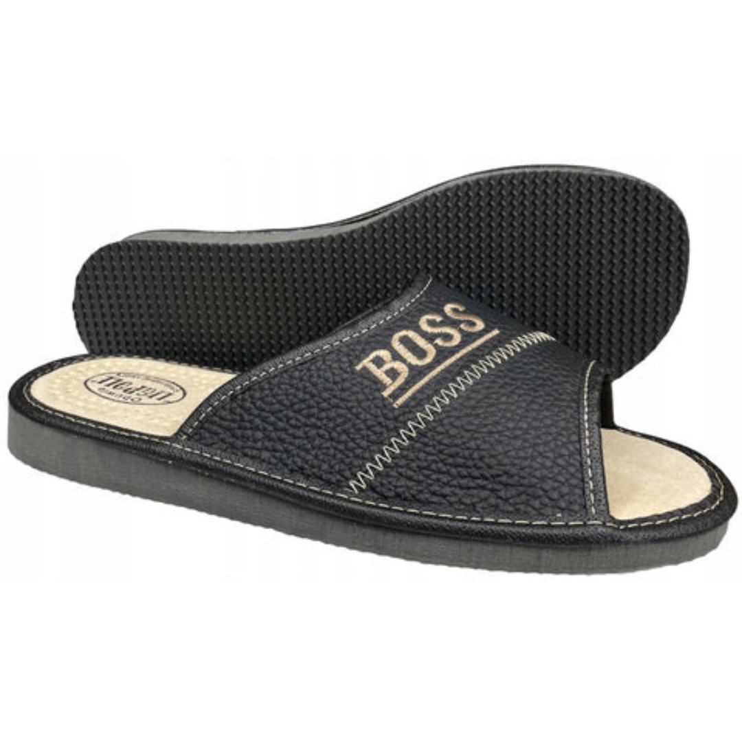 Unisex Open Toe Leather Slippers for Export Footwear Markets